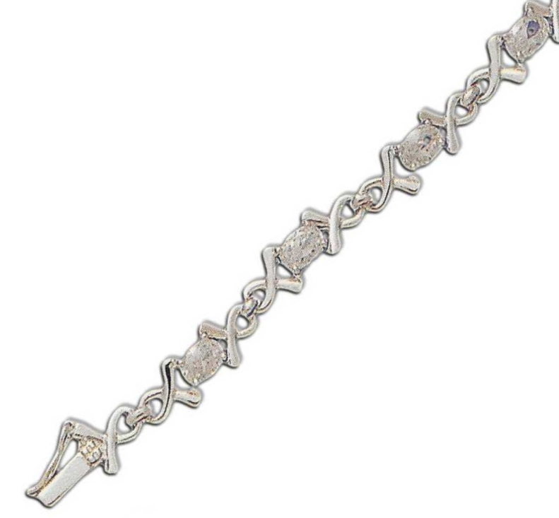 
Ribbon Desgin Oval 6x4 mm Cubic Zirconia Silver Bracelet
