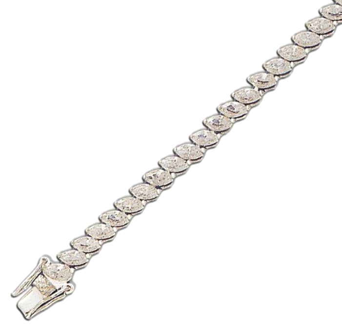 
Elegant Marquise 5x2.5 mm Cubic Zirconia Silver Bracelet
