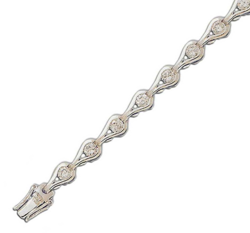 
Modern Link Round 4 mm Cubic Zirconia Silver Bracelet
