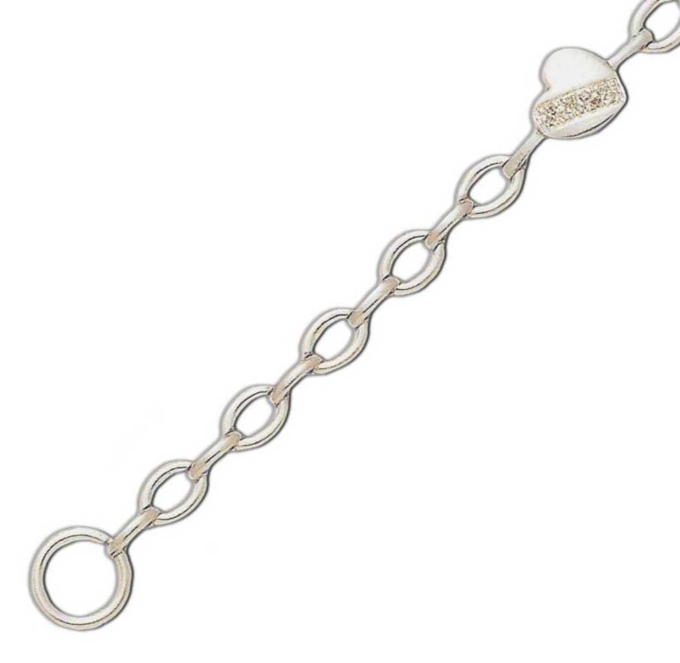 
Heart Design Rolo Link Cubic Zirconia Silver Bracelet
