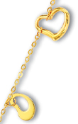 
14k Yellow Open Hearts Station Anklet - 1
