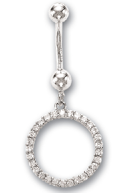 
14k White Circle of Life Cubic Zirconia Belly Ring
