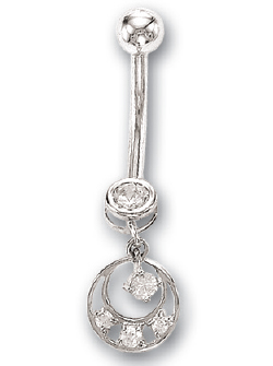 
14k White Drop Cubic Zirconia Belly Ring
