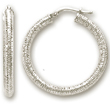 
14k White 3 mm Velvet Design Hoop Earring
