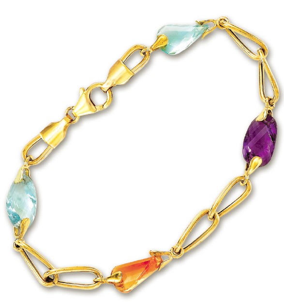
14k Yellow Magnificent Faceted Gemstone Bracelet - 7.75 Inch
