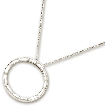 
14k White Elegant Circle Diamond Necklace - 18 Inch
