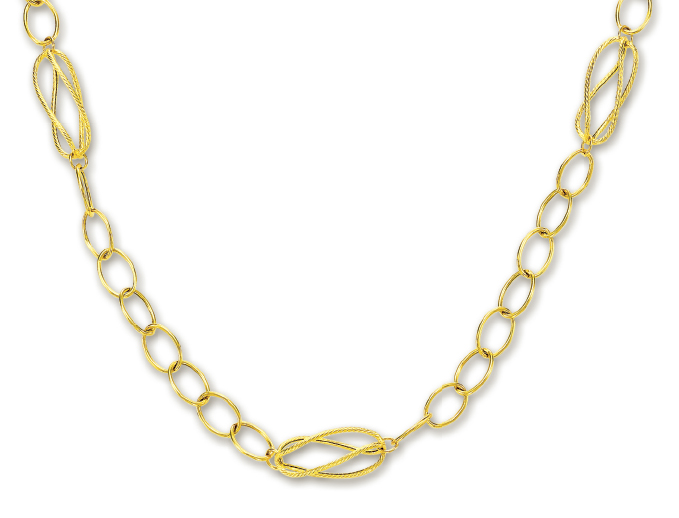 
14k Yellow Fashionable Oval Circle Link Necklace - 38 Inch
