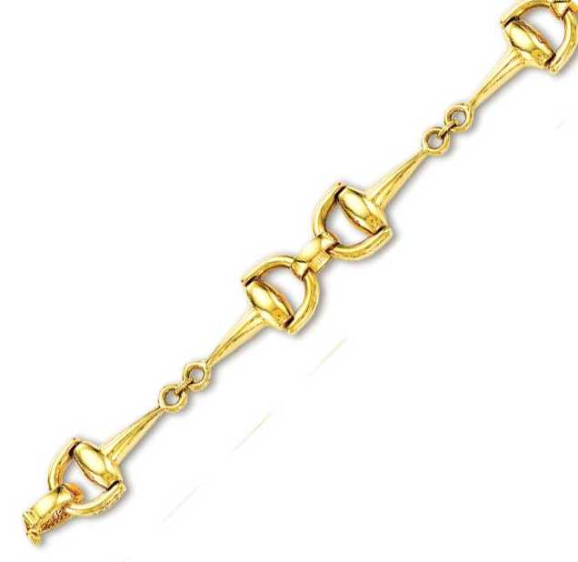 
14k Yellow Elegant Horse Bit Design Bracelet - 8 Inch
