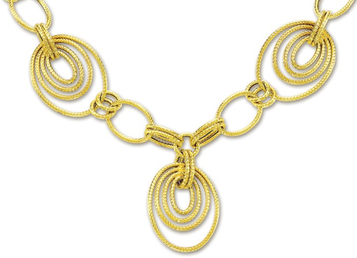 
14k Yellow Elegant Oval Links Design Necklace - 17 Inch
