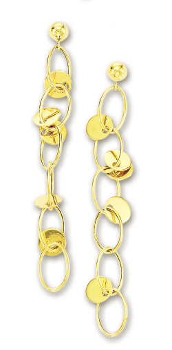 
14k Yellow Elegant Circular Link Drop Earrings
