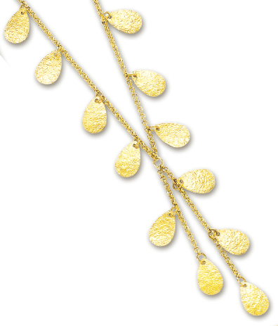 
14k Yellow Fashionable Tear Drop Link Necklace - 17 Inch
