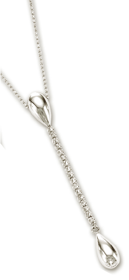 
14k White Fashionable Tear Drop Necklace - 17 Inch
