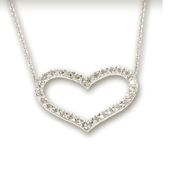 
14k White Sparkle-Cut Bold Heart Necklace - 18 Inch
