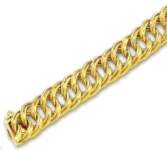 
14k Yellow Fancy Double Link Bold Curb Bracelet - 7.25 Inch
