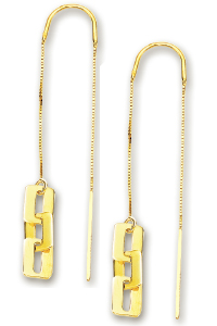 
14k Yellow Bold Link Design Threader Earrings
