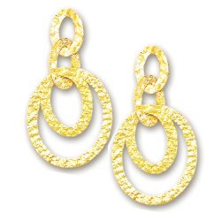 
14k Yellow Elegant Drop Hammered Circles Design Earrings

