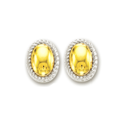 
14k Two-Tone Shiny Bold Oval Earrings
