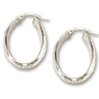 
14k White Twisted Oval Hoop Earrings
