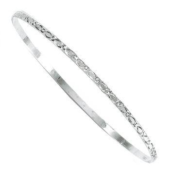 
14k White Textured Slip-on Bangle Bracelet - 8 Inch
