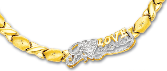 
10k Two-Tone I Love You Diamond Necklace - 17 Inch
