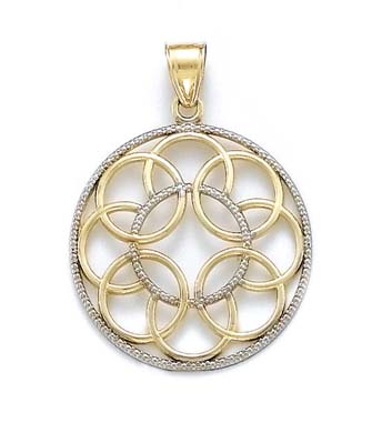 
14k Two-Tone Gold Medallion Circles Pendant
