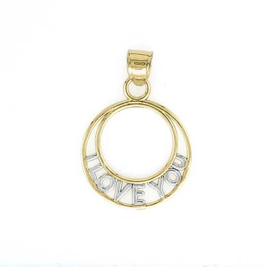 
14k Two-Tone Gold I Love You In Circle Pendant
