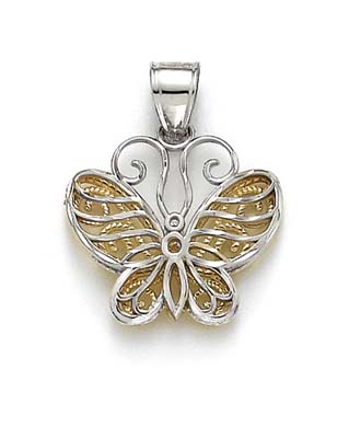 
14k Two-Tone Gold Butterfly Gallery Pendant
