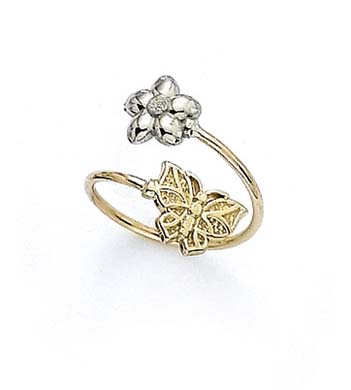 
14k Two-Tone Gold Flower Butterfly Toe Ring
