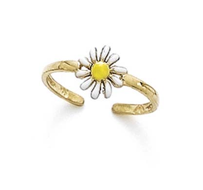 
14k Yellow Gold Enamel Daisy Toe Ring
