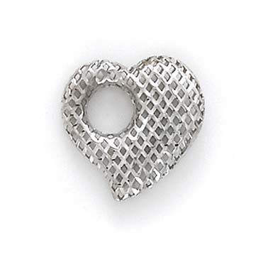 
14k White Gold Puffed Heart Sparkle-Cut Pendant
