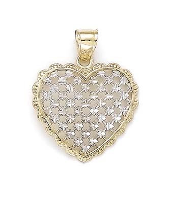 
14k Two-Tone Gold Sparkle-Cut Heart Pendant

