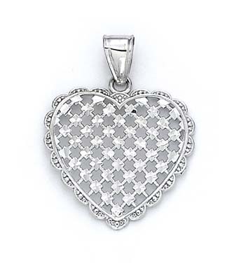 
14k White Gold Sparkle-Cut Heart Pendant
