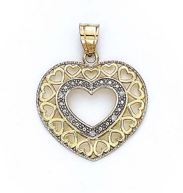 
14k Yellow Gold Diamond Heart In Heart Pendant

