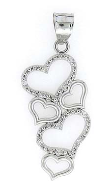 
14k White Gold Diamond Heart Drop Pendant
