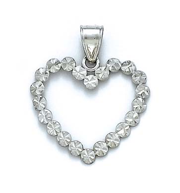
14k White Gold Sparkle-Cut Puff Heart Pendant
