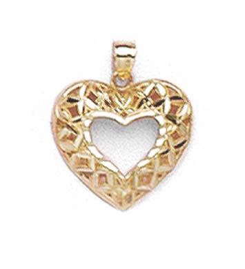 
14k Yellow Gold Small Sparkle-Cut Outline Heart Pendant
