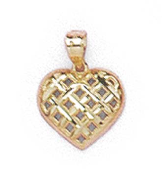 
14k Yellow Gold Small Sparkle-Cut Lattice Heart Pendant
