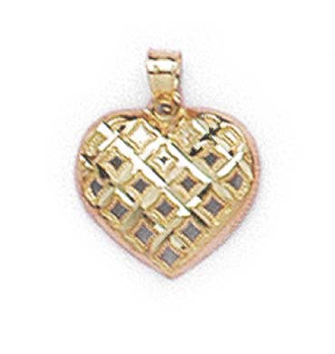 
14k Yellow Gold Medium Sparkle-Cut Lattice Heart Pendant
