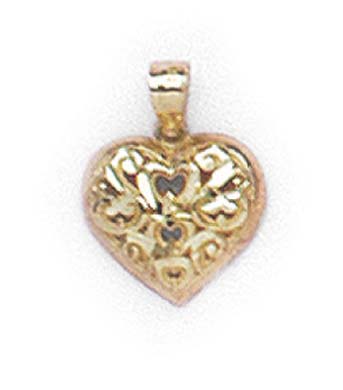 
14k Yellow Gold Small Sparkle-Cut Filigree Heart Pendant
