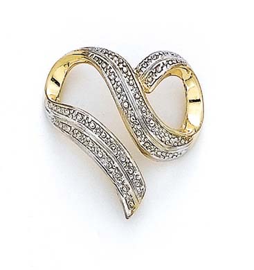 
14k Two-Tone Gold Pave Heart Slide
