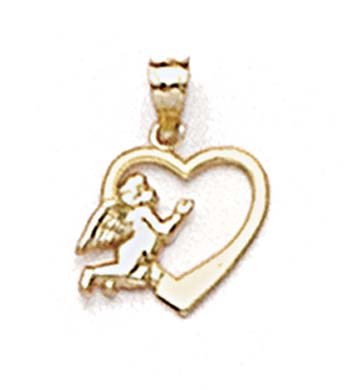 
14k Yellow Gold Angel and Heart Pendant
