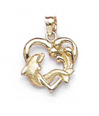 
14k Yellow Gold Heart Dolphin Pendant
