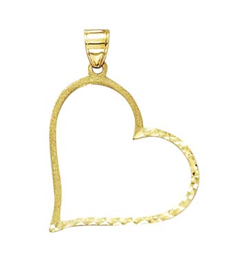 
14k Yellow Gold Large X Sparkle-Cut Heart Pendant
