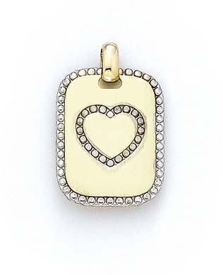 
14k Two-Tone Gold Heart Dog Tag Pendant
