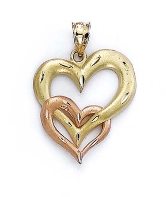 
14k Two-Tone Gold Inter-Locked Hearts Pendant
