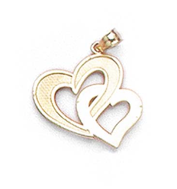 
14k Yellow Gold Textured Polished Hearts Pendant
