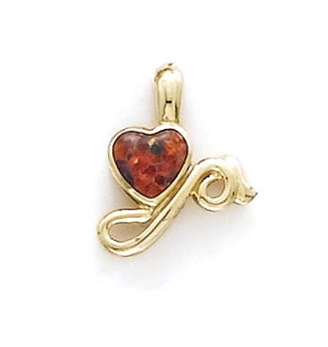 
14k Gold Heart Simulated Opal Inlay Pendant
