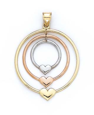 
14k Tricolor Gold Heart Circles Pendant
