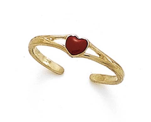 
14k Yellow Gold Enamel Heart Toe Ring

