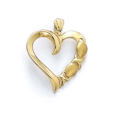 
14k Yellow Gold Large X and O Heart Pendant
